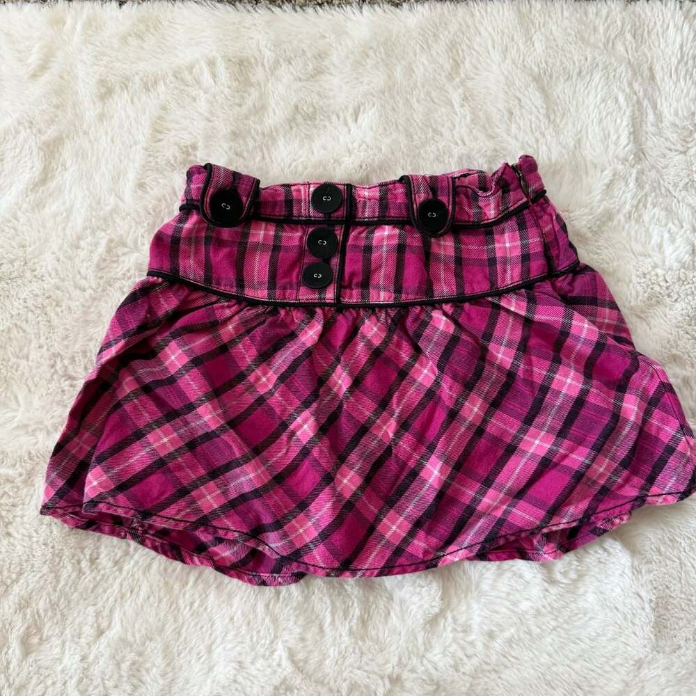 Faded Glory Pink Plaid Skirt Size 10 Cotton Y2K Mini